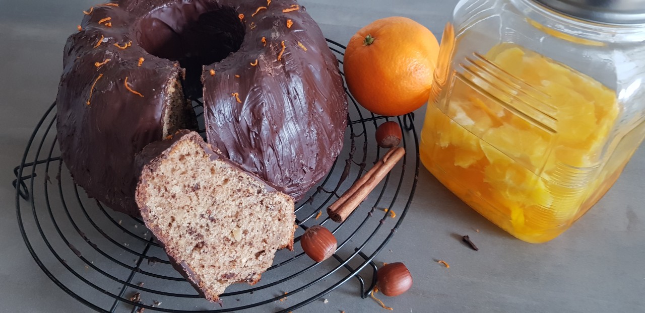 Schoko Nusskuchen mit Orange